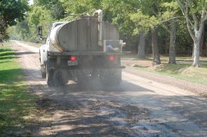 Construction truck with tank