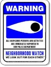 A blue Neighboorhod Watch sign.