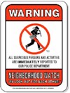 A red Neighboorhod Watch sign.